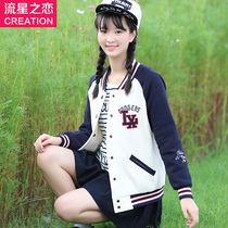 Girl Korean casual baseball jacket 2020 junior high school students long sleeve clothes College Style youth spring and autumn clothes