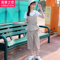 Special Clearance Summer Capri pants Girls Korean Leisure Fashion Sports Set Junior High School Students Summer Dress Two-Piece