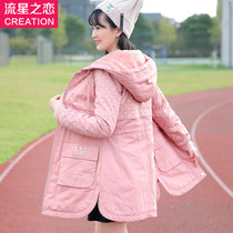 2016 winter dress new girl winter Korean version of thick cotton-padded coat junior high school students plus velvet cotton Academy style