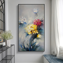 Pure hand-painted oil painting entrance entrance to the decorative painting corridor at the end of the corridor vertical peony abstract three-dimensional mural