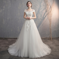 French main wedding dress 2020 new bride small pregnant woman 2021 dress Small Man simple summer tailing light