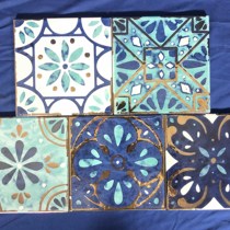  Hansel blue light luxury Moroccan tiles Kitchen balcony floor tiles Retro gold-plated silk bathroom bathroom tiles