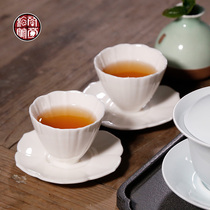 DeHua white porcelain personal Tea Cup master cup small tea cup ceramic personality Thin tire single kung fu tea cup with coaster