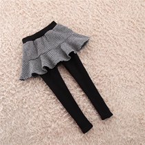 Girls dress pants fake two pieces 3 spring autumn 4 baby plus suede pants outside wearing 5 pure cotton 6 Ocean qi 7 year old children beating bottom pants 8