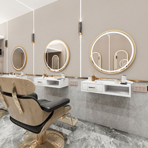 Hairdressing shop mirror table barber shop mirror hair salon special tide Net red led wall-mounted simple hair cutting mirror customization