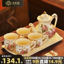 Coffee cup set English afternoon tea cup Retro cup European cup Saucer Tea set Ceramic cup Household tea cup pot
