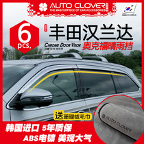 Suitable for Toyota Highlander modification special Oakford rain shield Platinum plated anti-rain shield Chrome-plated rain eyebrow