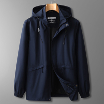 Spring and Autumn New Dress Men Add a Large Cover Leisure Casual Cover to Take off the Hat Fat Pure Color Coat