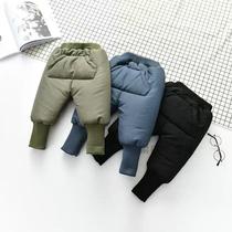 Baby plus velvet padded pants baby Haren pants big pp down cotton pants children warm radish pants wear tide