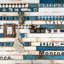 Retro nostalgic Mediterranean blue old wood decoration Nordic restaurant wall panels solid wood wall backboard new products
