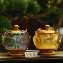 Home Buddha Hall for Buddha Guanyin Great Compassion Holy Water Cup Dry Fructose Gems for Bowl Imitated Glass Colorful Lotus Water Cup