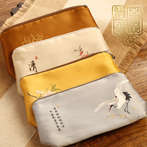 Zen weaving and embroidery storage bag Chinese Hanfu cosmetics storage bag Zipper Hand-held wallet Mobile phone bag Jewelry bag