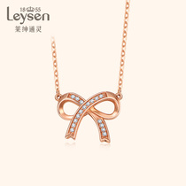 Legenthongling Jewelry Group Inlaid Diamond Integrated Chain Bow Tie 18K Gold Diamond Necklace Romantic Ritual Sensation