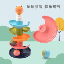  Baby puzzle puzzle toy Childrens track gliding ball turn music rolling ball stack music Early education Rainbow tower