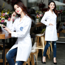 Semi-permanent Korean white coat long sleeve female nurses clothing short sleeve beauty salon embroidery clothes doctors clothing overalls
