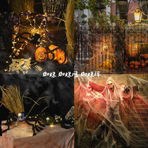 Halloween spider web decoration props haunted house secret room bar horror tricky simulation spider silk cotton scene layout