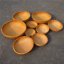 Bamboo woven dustpan bamboo basket round Shau Ji bamboo basket washing vegetable drain rice fruit basket bamboo woven storage basket steamed bread basket steamed bread basket