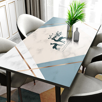 (Silicone table mat)Marbled waterproof oil-proof anti-scalding leave-in Nordic household TV cabinet coffee table dining table cloth