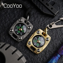 Coyoo CPS-2 titanium alloy brass mini portable compass EDC waterproof car finger North needle compass