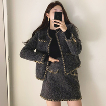 sandro moscoloni tweed suit women 2021 autumn and winter New temperament bag skirt coat two-piece set