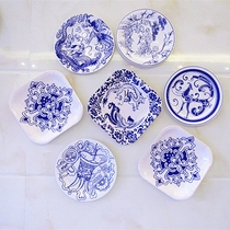 Chinese style blue and white porcelain decoration Kindergarten layout classroom corner area environment decoration Paper plate cloth strip handmade materials