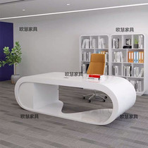 Desk semicircular curved white boss table and chair combination paint creative simple modern ladies elegant chief table
