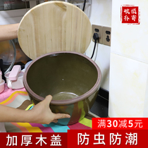 Household old-fashioned rice tank storage rice tank pickle small water tank pickle soil pottery sauce tank water storage with cover ceramics