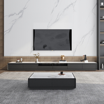 TV cabinet tea table Composition Black white rock plate Nordic large small family living room hollowed-out minimalist modern terrace cabinet