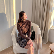 Grinding undershirt semi-high collar 2021 autumn winter pure color warm thickening inner lap long sleeve blouses foreign air