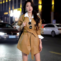 New European fashion popular Haining fur dress female long high-end sheep leather coat blast spring