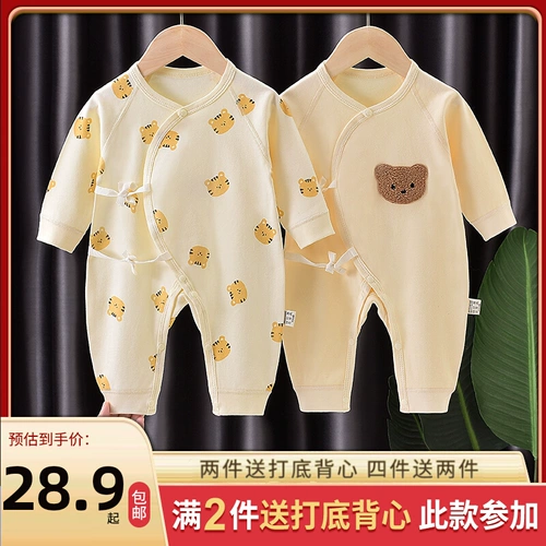 Хлопковый комбинезон для новорожденных для младенца, осеннее детское летнее боди