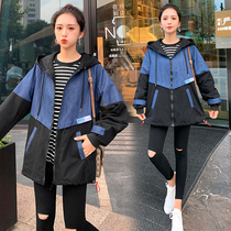 2022 new pregnant woman wind clothes in long style Loose Big Code Parquet Color College Wind Cover Pregnant Woman Coat Spring Autumn Outwear