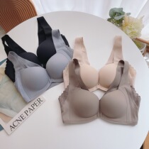 Burst liver recommended small chest gathered bra large front buckle No rims No trace Glossy thick cup bra Underwear womens summer