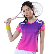 Single and double badminton uniform womens top slim tennis suit quick-drying sportswear mens short-sleeved summer T-shirt jersey