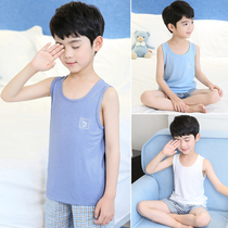 Modal childrens vest summer thin boy vest wearing sleeveless T-shirt boneless little boy outside