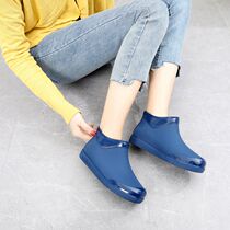 Short tube womens fashion rain boots female adult new Korean version of water shoes car wash kitchen non-slip waterproof work water boots ladies