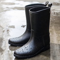 Spring rain shoes rain boots womens Korean fashion water shoes middle tube womens water boots non-slip adult galoshes cute warm rubber shoes