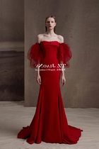  2020 new bubble sleeve wedding dress bride wedding toast dress banquet annual meeting birthday party evening dress