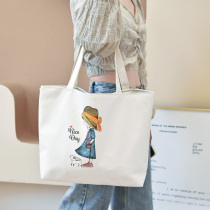 Canvas bag female shoulder college students class large capacity environmental protection shopping bag canvas bag art summer hand carrying cloth bag