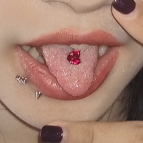  Satans child sweet and spicy girl love tongue stud Titanium steel hypoallergenic tongue ring