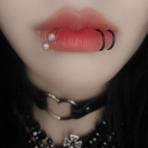 Satans child lip ring fake lip nail with hole lip ring Spice girl hole-free lip clip punk ins