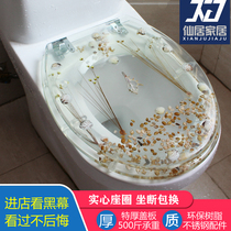 European transparent toilet cover universal cartoon color toilet cover UVO type home universal slow down silent thickened cover