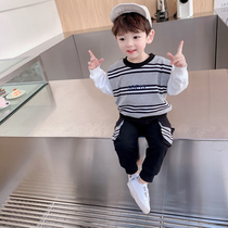 Childrens clothing boys autumn suit New 2021 spring and autumn Net red Foreign Air children handsome autumn two-piece tide