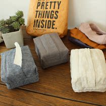 Nordic style pure linen paper bag Simple fabric paper box Car tissue box Living room dining table tissue bag