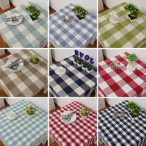 Nordic plaid tablecloth pure cotton linen thickened coffee table sofa cover cloth Modern fresh plaid tablecloth simple table cloth