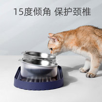 Cat bowl stainless steel dog bowl double bowl protection cervical spine dog cat food bowl cat water bowl anti-knock feeding bowl