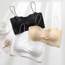 Ice silk beauty back underwear womens summer thin section without rimless bandeau one-piece anti-light non-trace breathable bra cover