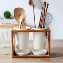 Kawashimaya Japanese ceramic chopstick basket rack Chopstick cage Household kitchen chopstick spoon tableware storage box