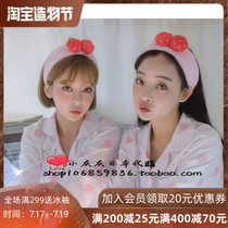 Japanese sweet female tie hair band ins Strawberry soft net red face wash headscarf Hair hair accessories