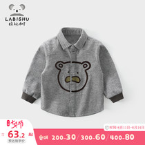Rabi Tree childrens clothing Childrens shirt long-sleeved thin section baby spring autumn and winter tops pure cotton boys long-sleeved shirts